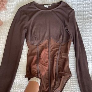 Nanamacs brown mesh corset bodysuit